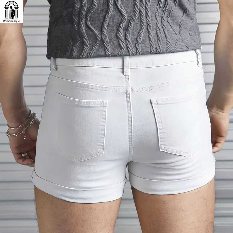 Men's Sexy Slim Fit White Deni - đánh giá và giá Streetwear Brand Shorts