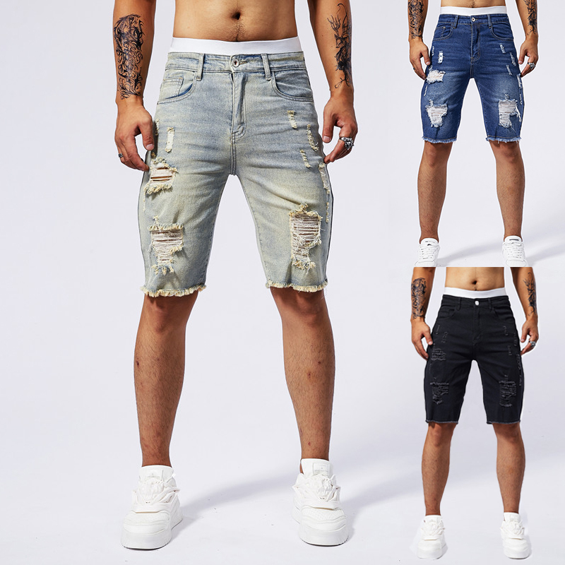2025 Summer New Men's Ripped D - đánh giá và giá Streetwear Brand Denim