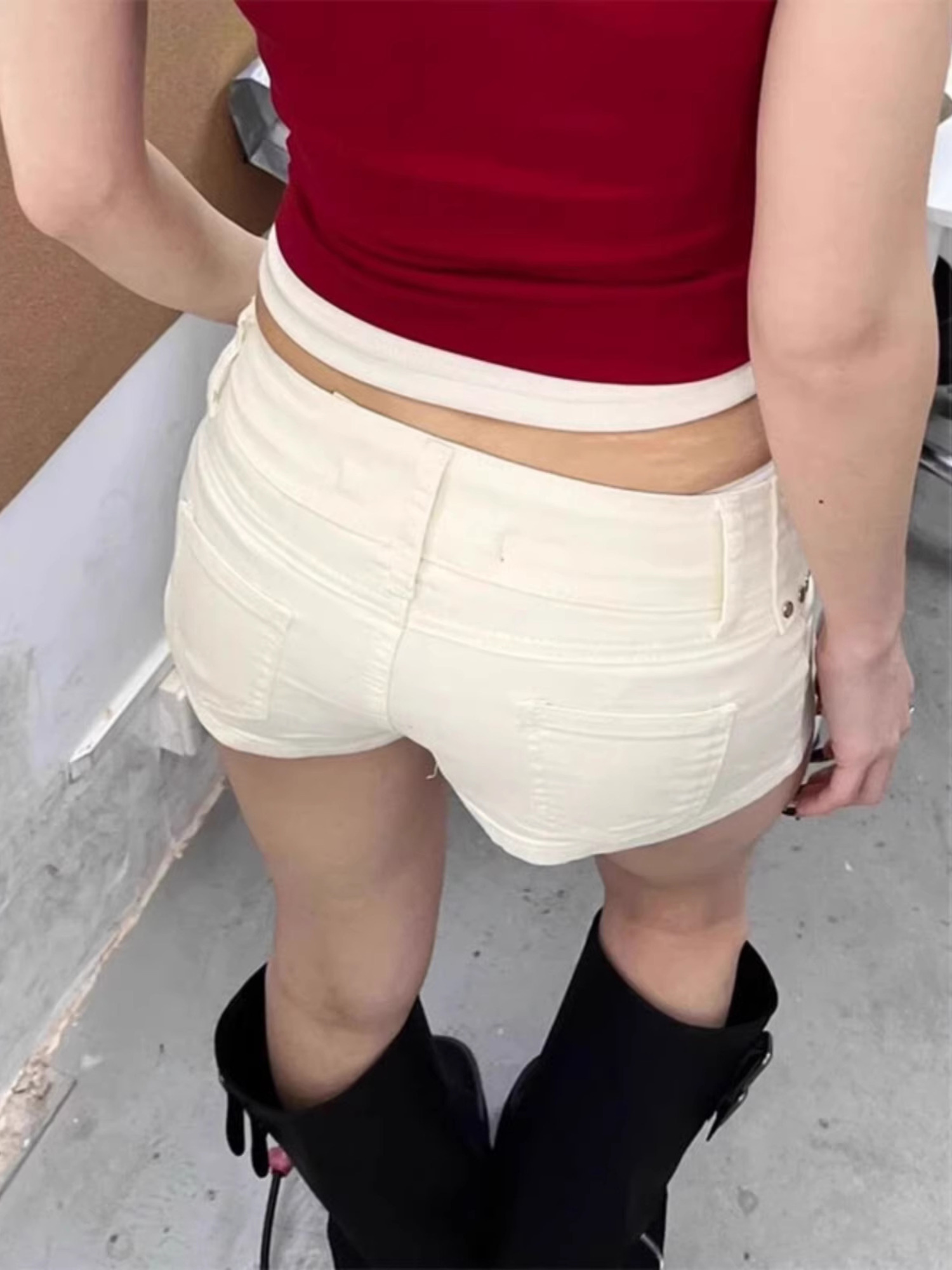 Women's Low Rise White Denim S - đánh giá và giá Streetwear Brand Shorts