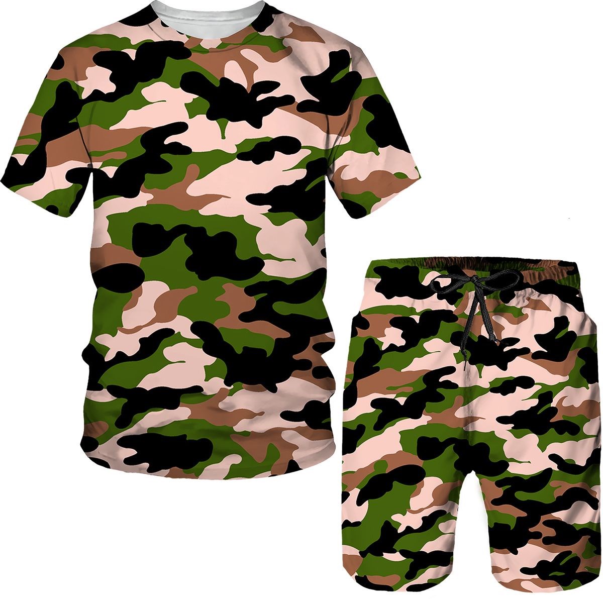 Camouflage Men's Suits Camo 3D - đánh giá và giá Streetwear Brand Shorts