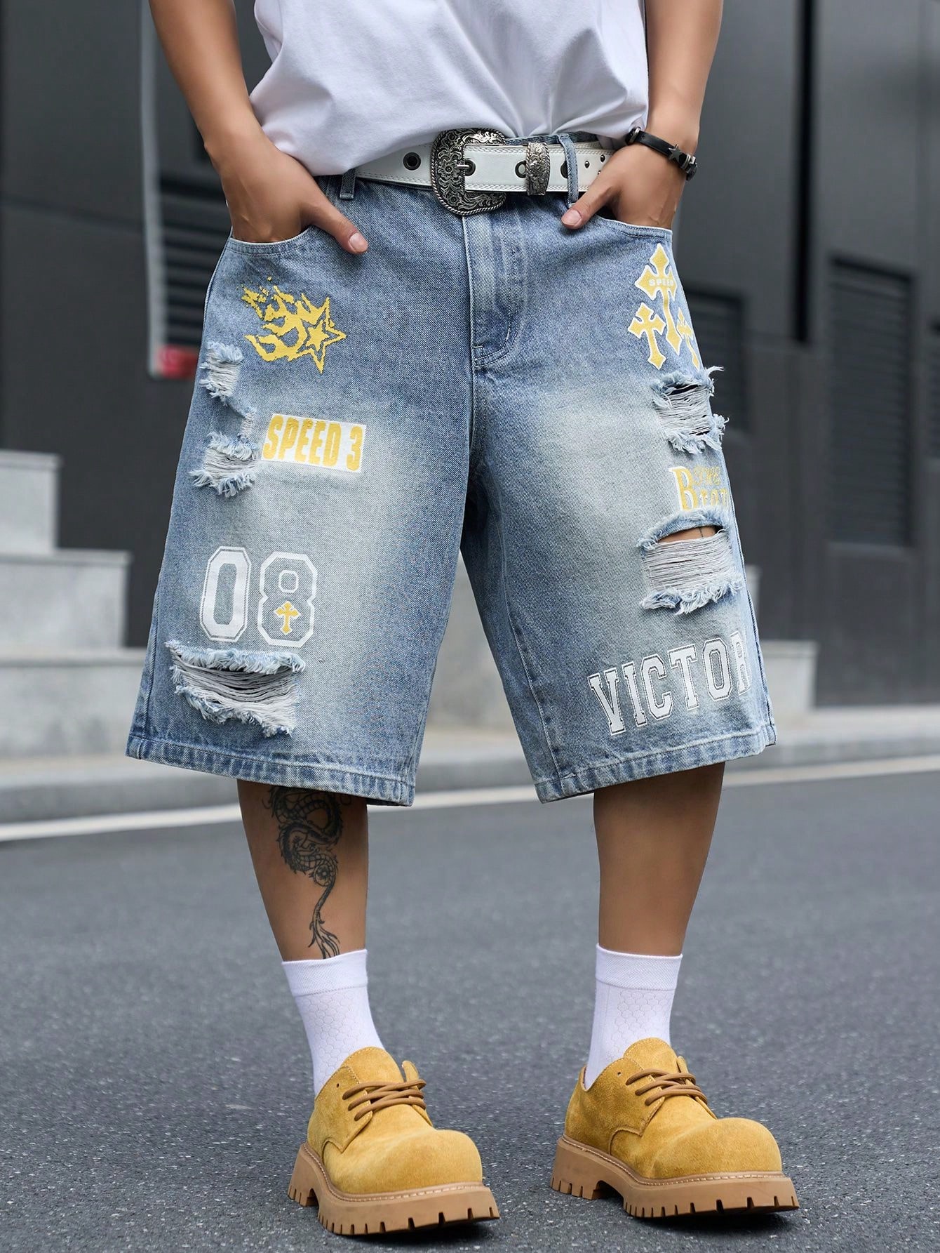 Men's Loose Fit Denim Bermuda  - đánh giá và giá Streetwear Brand Shorts