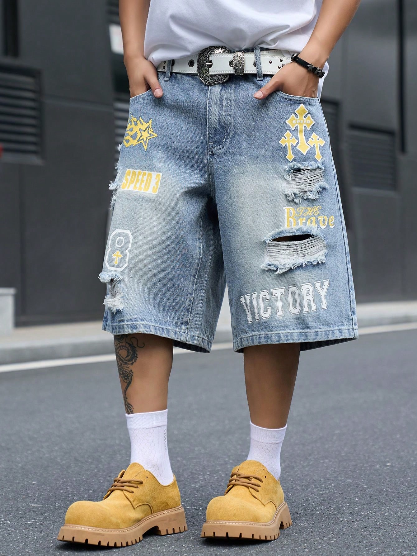 Men's Loose Fit Denim Bermuda  - đánh giá và giá Streetwear Brand Shorts