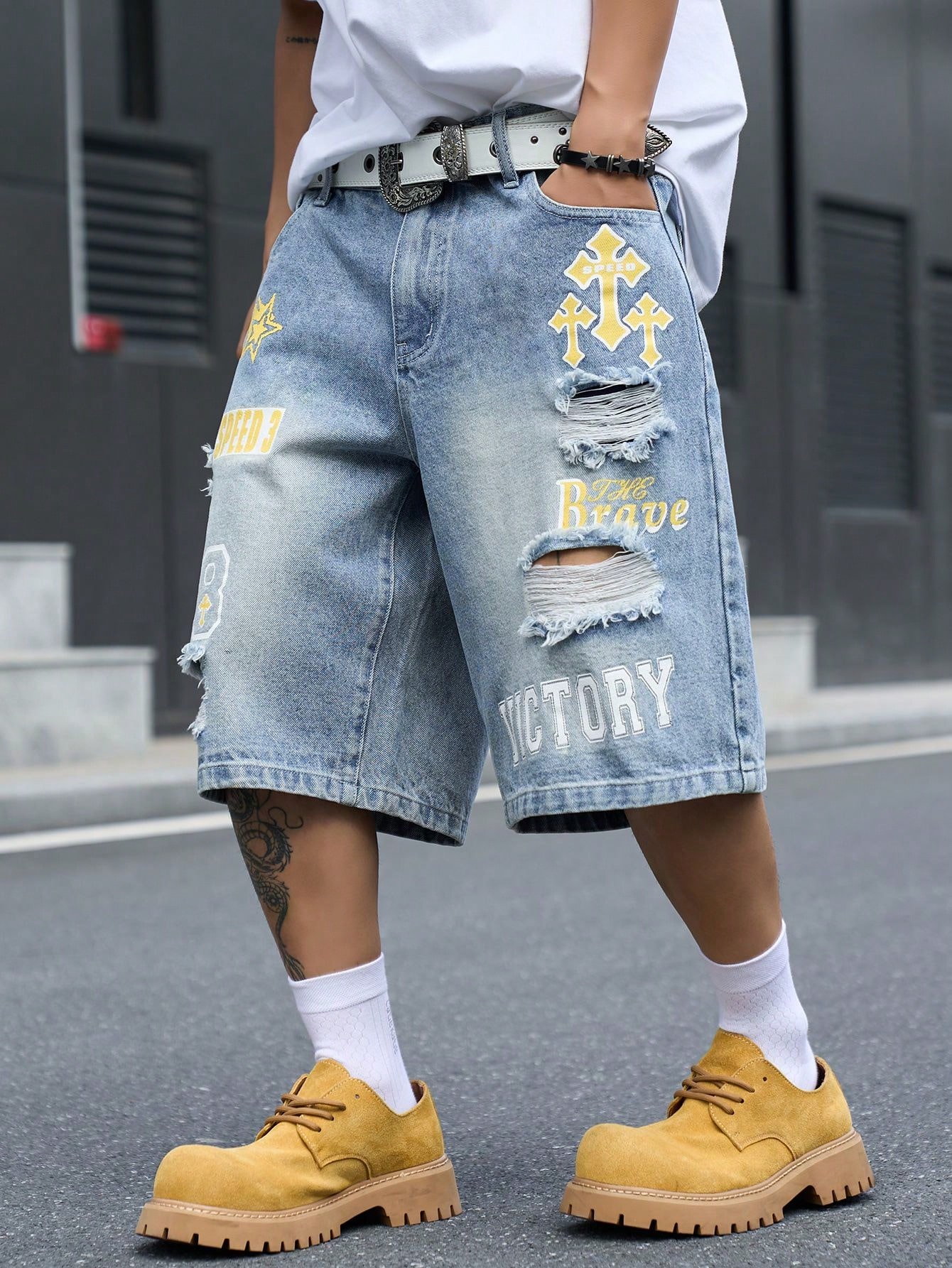 Men's Loose Fit Denim Bermuda  - đánh giá và giá Streetwear Brand Shorts